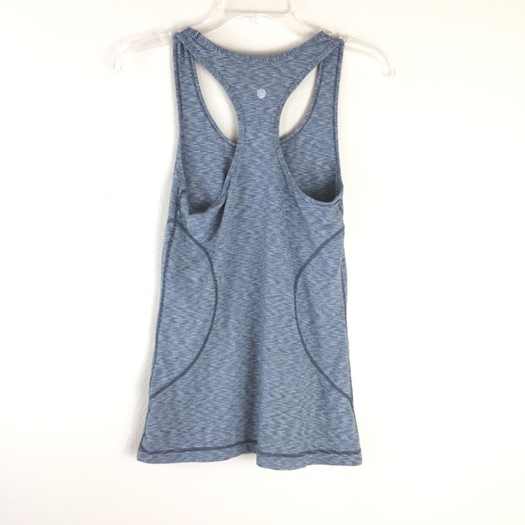 Zella Athletic Striped Workout Grey WhiteTank Top - Picture 2 of 3